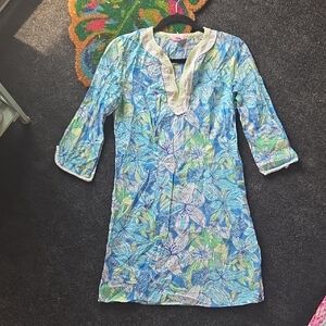 Lilly Pulitzer Blue and Green Floral Tunic COVERUP